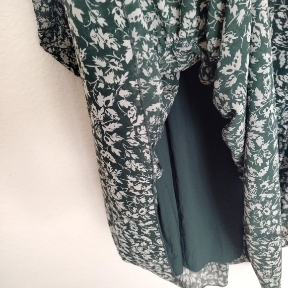 Madewell Ruffle-Neck Tiered Midi Dress in Forest Leaves romantic floral forest M - Picture 6 of 9